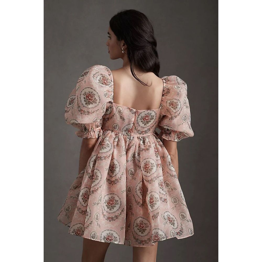 Anthropologie Selkie Rapunzel Puff Short-Sleeve Bubble Floral Mini Dress - Picture 4 of 11